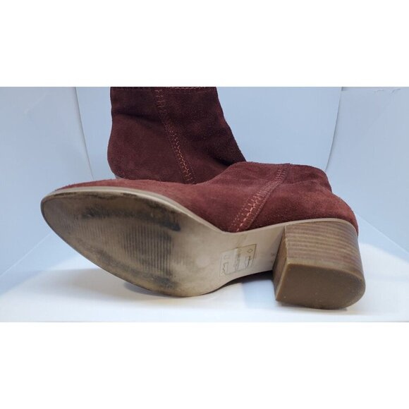 Sole Society Women's 8.5 Corinna Marsala Suede Ankle Booties With Zipper Closure - Picture 9 of 9